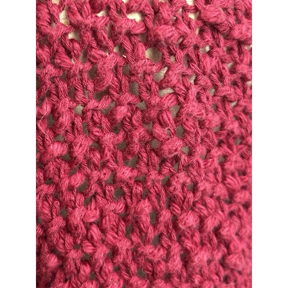 Ann Taylor‎ Loft Women's Medium Maroon Wine Chunkey Knit Long Open Cardigan
